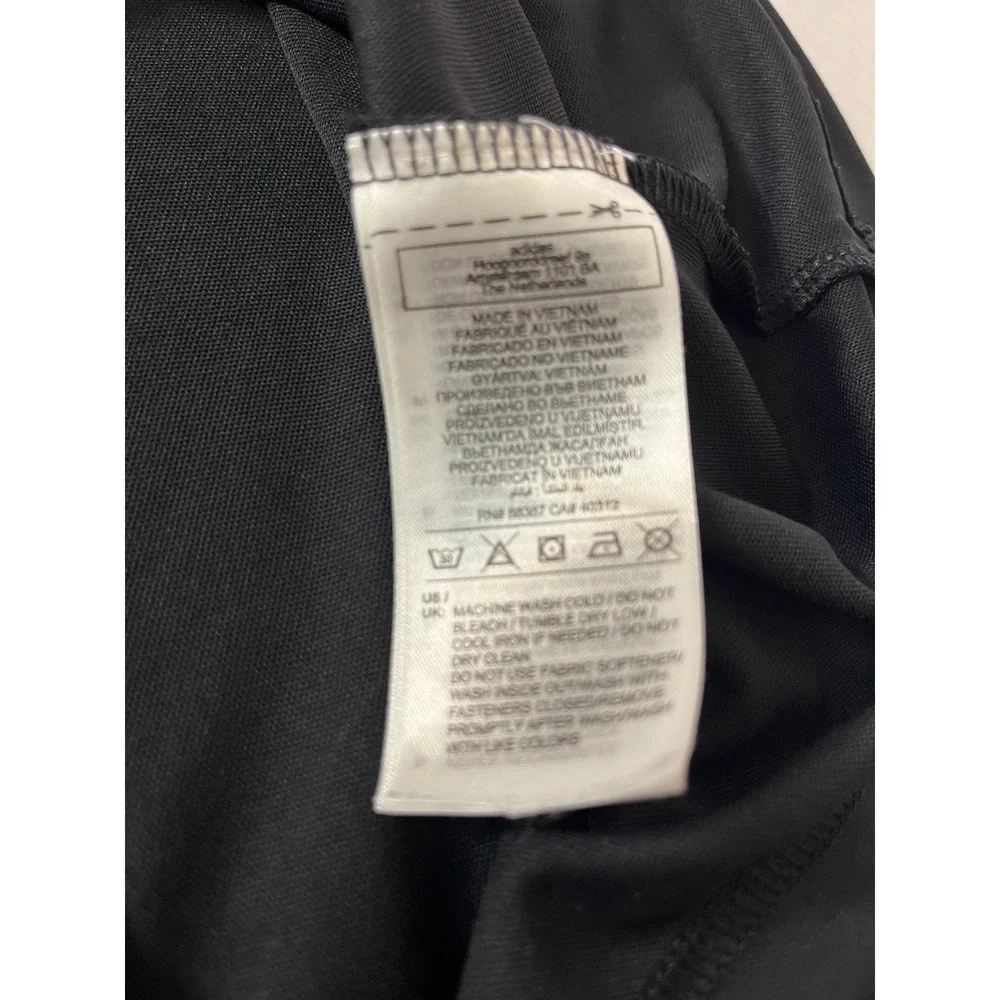Adidas Polo Shirt Mens Large Black Graphic Stripe Short Sleeve‎ Golf